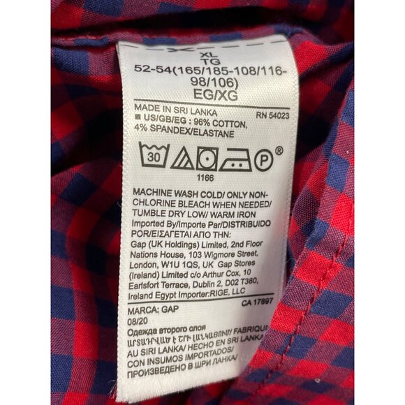 Gap Mens Red & Navy Button-Down Shirt Long Sleeve Front Pocket Size XL - New - Picture 8 of 10